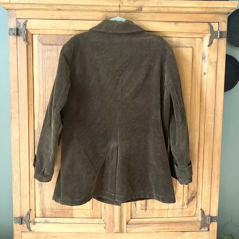 Vintage Gap Men’s Dark Green Wide Wale Corduroy Blazer Jacket Size Large - Picture 4 of 13